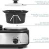 imageElite Gourmet EWMST325R MaxiMatic Triple Slow Cooker Buffet Server Adjustable Temp DishwasherSafe Oval Ceramic Pots Lid Rests 3 x 25 Qt Capacity RedStainless Steel