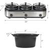 imageElite Gourmet EWMST325R MaxiMatic Triple Slow Cooker Buffet Server Adjustable Temp DishwasherSafe Oval Ceramic Pots Lid Rests 3 x 25 Qt Capacity RedStainless Steel