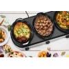 imageElite Gourmet EWMST325R MaxiMatic Triple Slow Cooker Buffet Server Adjustable Temp DishwasherSafe Oval Ceramic Pots Lid Rests 3 x 25 Qt Capacity RedStainless Steel