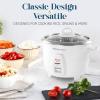 imageElite Gourmet Elite Cuisine ERC006 Electric Rice Cooker with Automatic Keep Warm Makes Soups Stews Grains Hot Cereals White 6 Cups Cooked 3 Cups UncookedWhite