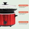 imageElite Gourmet MST350B Electric Slow Cooker Adjustable Temp Entrees Sauces Stews ampamp Dips Dishwasher Safe Glass Lid ampamp Crock 3 Quart BlackMetallic Red