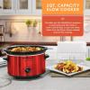 imageElite Gourmet MST350B Electric Slow Cooker Adjustable Temp Entrees Sauces Stews ampamp Dips Dishwasher Safe Glass Lid ampamp Crock 3 Quart BlackMetallic Red