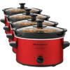 imageElite Gourmet MST350B Electric Slow Cooker Adjustable Temp Entrees Sauces Stews ampamp Dips Dishwasher Safe Glass Lid ampamp Crock 3 Quart BlackMetallic Red