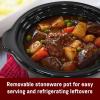 imageElite Gourmet MST350B Electric Slow Cooker Adjustable Temp Entrees Sauces Stews ampamp Dips Dishwasher Safe Glass Lid ampamp Crock 3 Quart BlackStainless Steel
