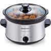 imageElite Gourmet MST350B Electric Slow Cooker Adjustable Temp Entrees Sauces Stews ampamp Dips Dishwasher Safe Glass Lid ampamp Crock 3 Quart BlackStainless Steel