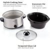 imageElite Gourmet MST350B Electric Slow Cooker Adjustable Temp Entrees Sauces Stews ampamp Dips Dishwasher Safe Glass Lid ampamp Crock 3 Quart BlackStainless Steel
