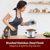 imageElite Gourmet MST350B Electric Slow Cooker Adjustable Temp Entrees Sauces Stews ampamp Dips Dishwasher Safe Glass Lid ampamp Crock 3 Quart BlackStainless Steel