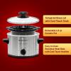 imageElite Gourmet MST350B Electric Slow Cooker Adjustable Temp Entrees Sauces Stews ampamp Dips Dishwasher Safe Glass Lid ampamp Crock 3 Quart BlackStainless Steel