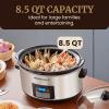 imageElite Gourmet MST900D 85Qt Digital Programmable XL Jumbo Slow Cooker Adjustable Temp Entrees Sauces Stews ampamp Dips Dishwasher Safe Glass Lid ampamp Crock Stainless SteelStainless SteelBlack