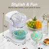 imageElite Gourmet Snow Cone ampamp Shaved Ice Maker ESI2215P Refreshing Slushies Margaritas Boba Drinks Snow Cone ampamp Holder and Ice Mold Use Cubed ampamp Bagged Ice Stainless Steel Shaving Blade PeriwinkleWhite