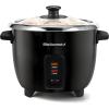 imageElite Gourmet ERC006SS 6Cup Electric Rice Cooker with Stainless Steel Inner Pot Makes Soups Stews Porridges Grains and Cereals 6 cup 3 cups uncooked BlackBlack