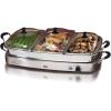 imageElite Gourmet EWM9933 Triple 3 x 25 Quart Trays Buffet Server 75 Qt Oven Safe Pan Food Warmer Temperature Control Clear Slotted Lids Perfect for Parties Entertaining ampamp Holidays Stainless Steel75 Quart  4 Trays
