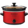 imageElite Gourmet MST350B Electric Slow Cooker Adjustable Temp Entrees Sauces Stews ampamp Dips Dishwasher Safe Glass Lid ampamp Crock 3 Quart BlackMetallic Red