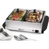 imageMaxiMatic Dual Buffet Server Food Warmer Adjustable Temp For Parties ampamp Holidays 25 Quart Stainless SteelStainless Steel
