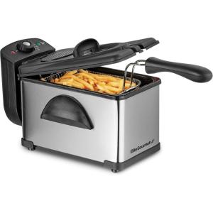 imageElite Gourmet EDF1607 800Watt Mesh Basket 16 Quart  65 Cup Oil Capacity Electric Immersion Deep Fryer with Temperature Knob and Lid with View Window stainless steel2 Quart  82 cup