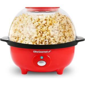 imageElite Gourmet EPM330M Automatic Stirring 12cup Popcorn Maker Popper Hot Oil Popcorn Machine wMeasuring Cap ampamp Builtin Reversible Serving Bowl Great for Home Party Kids Safety ETL Approved MintRed