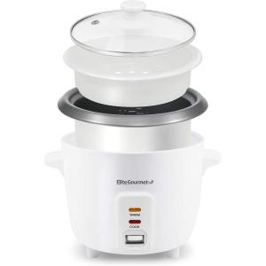 imageElite Gourmet ERC2010B Electric Rice Cooker with Stainless Steel Inner Pot Makes Soups Stews Porridges Grains and Cereals 10 cups cooked 5 Cups uncooked BlackWhite