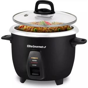 imageElite Gourmet ERC2010B Electric Rice Cooker with Stainless Steel Inner Pot Makes Soups Stews Porridges Grains and Cereals 10 cups cooked 5 Cups uncooked Black10 Cups Cooked