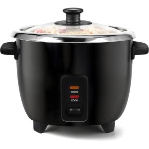 imageElite Gourmet ERC2010B Electric Rice Cooker with Stainless Steel Inner Pot Makes Soups Stews Porridges Grains and Cereals 10 cups cooked 5 Cups uncooked Black6 cup 3 cups uncooked