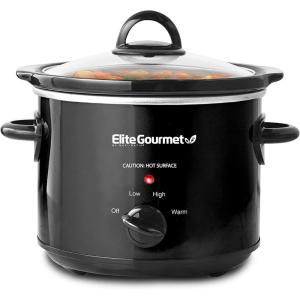 imageElite Gourmet MST350B Electric Slow Cooker Adjustable Temp Entrees Sauces Stews ampamp Dips Dishwasher Safe Glass Lid ampamp Crock 3 Quart BlackBlack