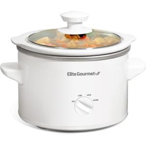 imageElite Gourmet MST350B Electric Slow Cooker Adjustable Temp Entrees Sauces Stews ampamp Dips Dishwasher Safe Glass Lid ampamp Crock 3 Quart BlackWhite