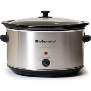 imageElite Gourmet MST900D 85Qt Digital Programmable XL Jumbo Slow Cooker Adjustable Temp Entrees Sauces Stews ampamp Dips Dishwasher Safe Glass Lid ampamp Crock Stainless SteelStainless Steel