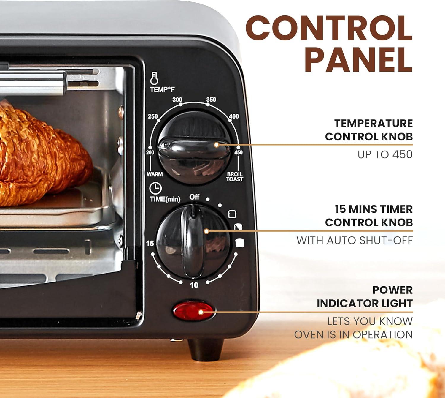 imageElite Gourmet ETO490 9L4 Slice Countertop Toaster Oven with 30Minute Timer Adjustable Temperature Control Includes Baking Pan and Wire Rack Bake Broil Toast Black2 Slice