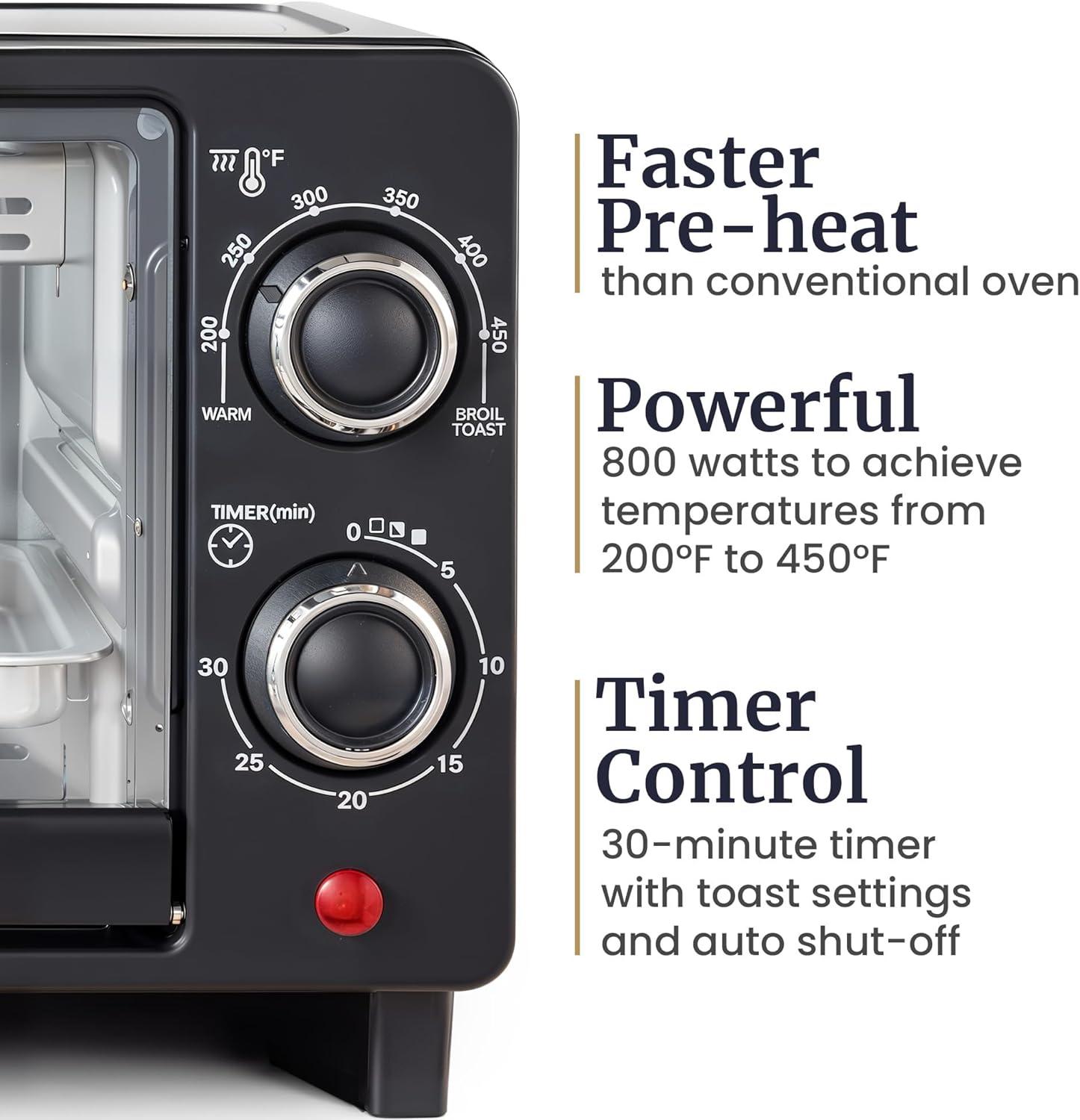 imageElite Gourmet ETO490 9L4 Slice Countertop Toaster Oven with 30Minute Timer Adjustable Temperature Control Includes Baking Pan and Wire Rack Bake Broil Toast Black4 Slice