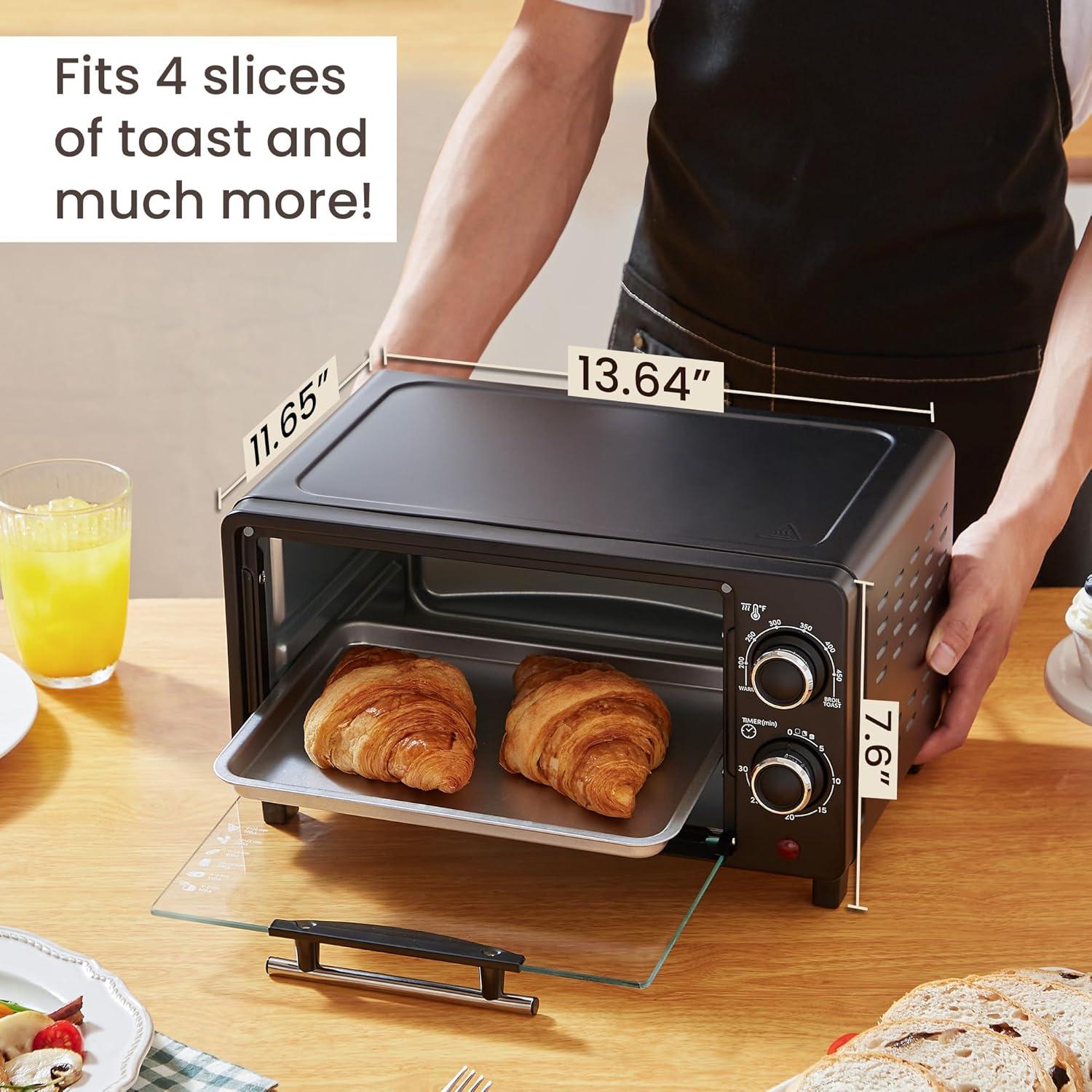 imageElite Gourmet ETO490 9L4 Slice Countertop Toaster Oven with 30Minute Timer Adjustable Temperature Control Includes Baking Pan and Wire Rack Bake Broil Toast Black4 Slice
