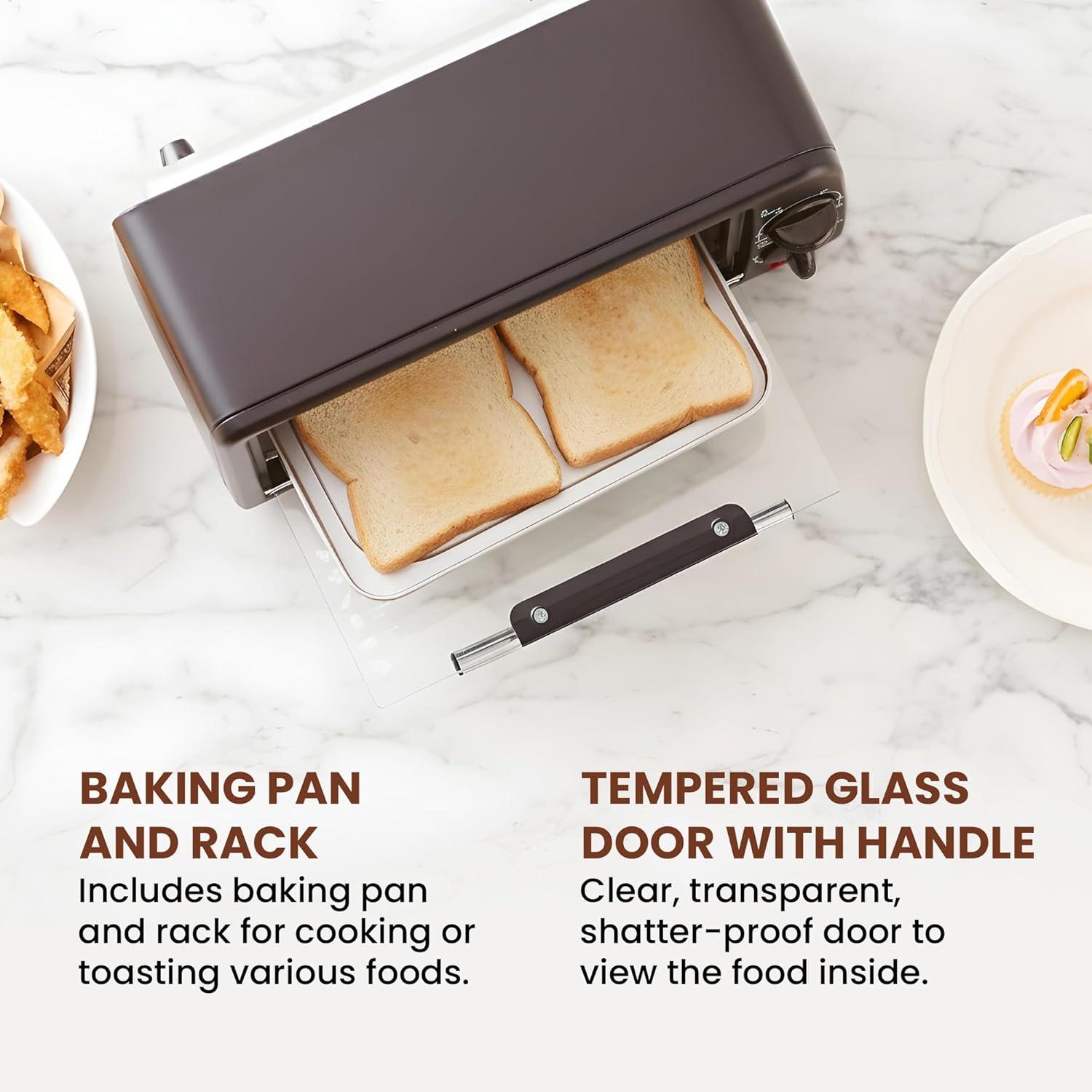 imageElite Gourmet ETO490 9L4 Slice Countertop Toaster Oven with 30Minute Timer Adjustable Temperature Control Includes Baking Pan and Wire Rack Bake Broil Toast Black2 Slice
