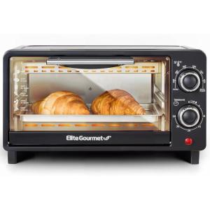imageElite Gourmet ETO490 9L4 Slice Countertop Toaster Oven with 30Minute Timer Adjustable Temperature Control Includes Baking Pan and Wire Rack Bake Broil Toast Black4 Slice