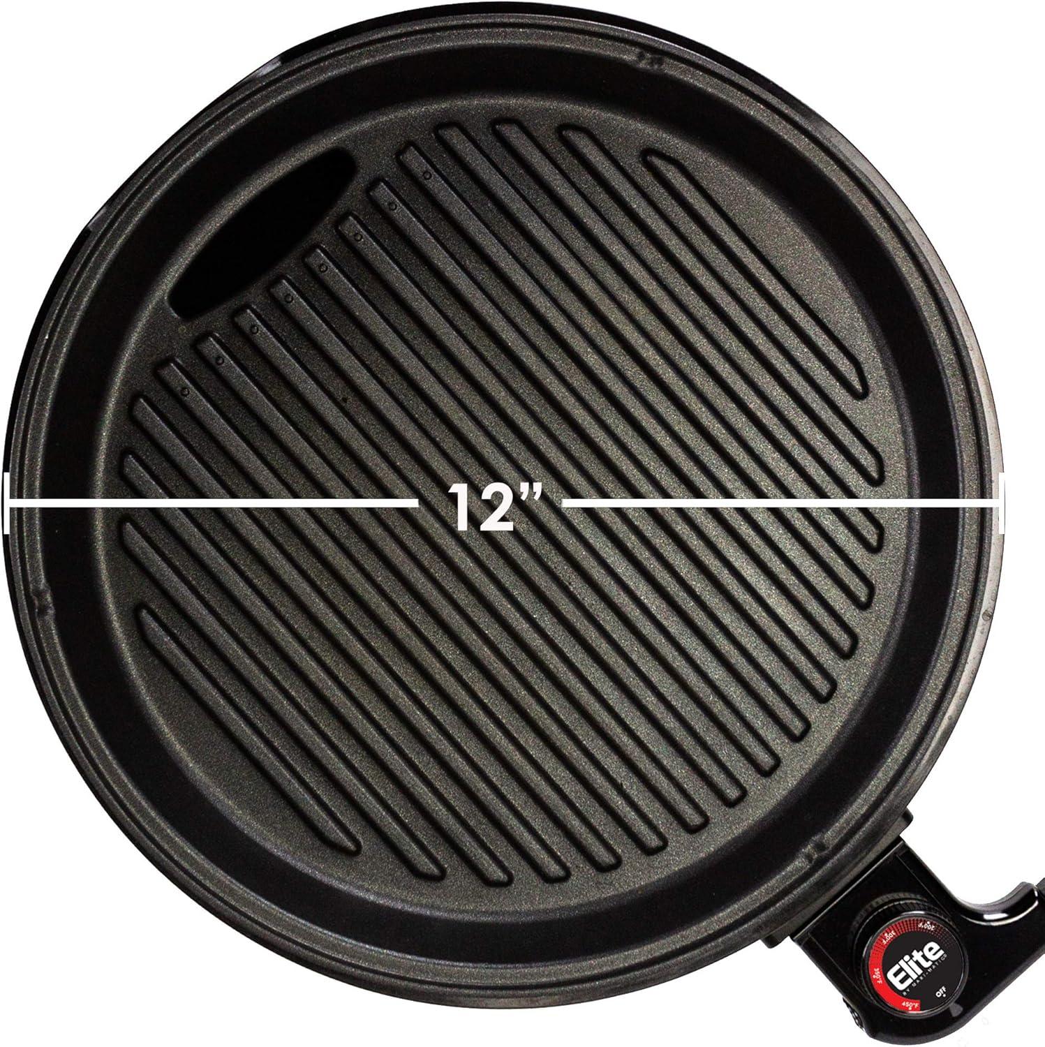imageElite Gourmet EMG6505G Smokeless Indoor Electric BBQ Grill with Glass Lid Dishwasher Safe Nonstick Adjustable Temperature Fast Heat Up LowFat Meals Easy to Clean Design Stainless SteelStainless Steel