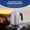 imageElite Gourmet EC008 Classic Stovetop Coffee Percolator Glass Clear Brew Progress Knob CoolTouch Handle Cordless Serve 8Cup Stainless Steel64ounce8Cup