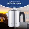 imageElite Gourmet EC924 Electric Coffee Percolator BPA Free Keep Warm Clear Brew Progress Knob CoolTouch Handle Cordless Serve 12Cup Stainless Steel64ounce8Cup