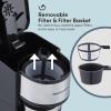 imageElite Gourmet EHC112B Personal SingleServe Compact Coffee Maker Brewer Includes 14Oz Thermal Travel Mug with Stainless Steel Interior Compatible with Coffee Grounds Reusable Filter BlackStainless Steel
