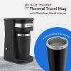 imageElite Gourmet EHC114 Personal SingleServe Compact Coffee Maker Brewer Includes 14Oz Thermal Travel Mug with Stainless Steel Interior Compatible with Coffee Grounds Reusable Filter BlackBlack