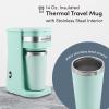 imageElite Gourmet EHC114 Personal SingleServe Compact Coffee Maker Brewer Includes 14Oz Thermal Travel Mug with Stainless Steel Interior Compatible with Coffee Grounds Reusable Filter BlackMint