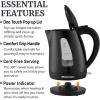 imageElite Gourmet EKT1001 Electric 10L BPAFree 1100W Glass Kettle Cordless 360 Base Stylish Blue LED Interior Handy Auto ShutOff Function  Quickly Boil Water For Tea ampamp More BlackPlastic