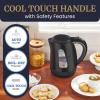 imageElite Gourmet EKT1001 Electric 10L BPAFree 1100W Glass Kettle Cordless 360 Base Stylish Blue LED Interior Handy Auto ShutOff Function  Quickly Boil Water For Tea ampamp More BlackPlastic
