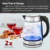 imageElite Gourmet EKT1001 Electric 10L BPAFree 1100W Glass Kettle Cordless 360 Base Stylish Blue LED Interior Handy Auto ShutOff Function  Quickly Boil Water For Tea ampamp More BlackStainless Steel