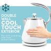 imageElite Gourmet EKT1203W 1350W Double Wall Insulated Cool Touch Electric Water Tea Kettle BPA Free Stainless Steel Interior and Auto ShutOff14 Quarts