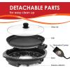imageElite Gourmet EMG6505G Smokeless Indoor Electric BBQ Grill with Glass Lid Dishwasher Safe Nonstick Adjustable Temperature Fast Heat Up LowFat Meals Easy to Clean Design Stainless SteelBlack