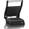 imageElite Gourmet EPN160 55 x 53quot Multifunctional Compact Electric Panini Press Contact Grill 180 Flat Grill Lightweight Floating Topplate Cooltouch Handle NonStick Surface Black55 x 53
