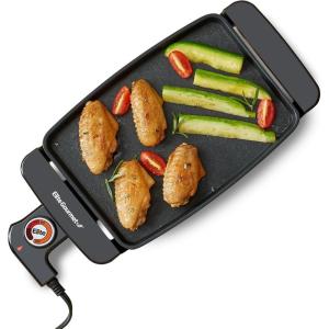 imageElite Gourmet EGR8152 Electric 975quot x 7quot Personal Compact Griddle Cooltouch Handles NonStick Surface RemovableAdjustable Thermostat Black10 x 7