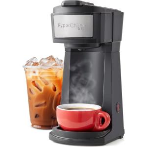 imageElite Gourmet EHC114 Personal SingleServe Compact Coffee Maker Brewer Includes 14Oz Thermal Travel Mug with Stainless Steel Interior Compatible with Coffee Grounds Reusable Filter BlackBlack