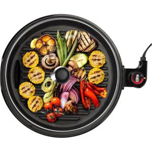 imageElite Gourmet EMG1100 11quot Electric Indoor Nonstick Grill Dishwasher Safe Cool Touch Fast Heat Up Ideal LowFat Meals Includes Tempered Glass Lid Black12