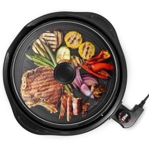 imageElite Gourmet EMG1100 11quot Electric Indoor Nonstick Grill Dishwasher Safe Cool Touch Fast Heat Up Ideal LowFat Meals Includes Tempered Glass Lid Black11
