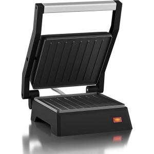 imageElite Gourmet EPN160 55 x 53quot Multifunctional Compact Electric Panini Press Contact Grill 180 Flat Grill Lightweight Floating Topplate Cooltouch Handle NonStick Surface Black55 x 53