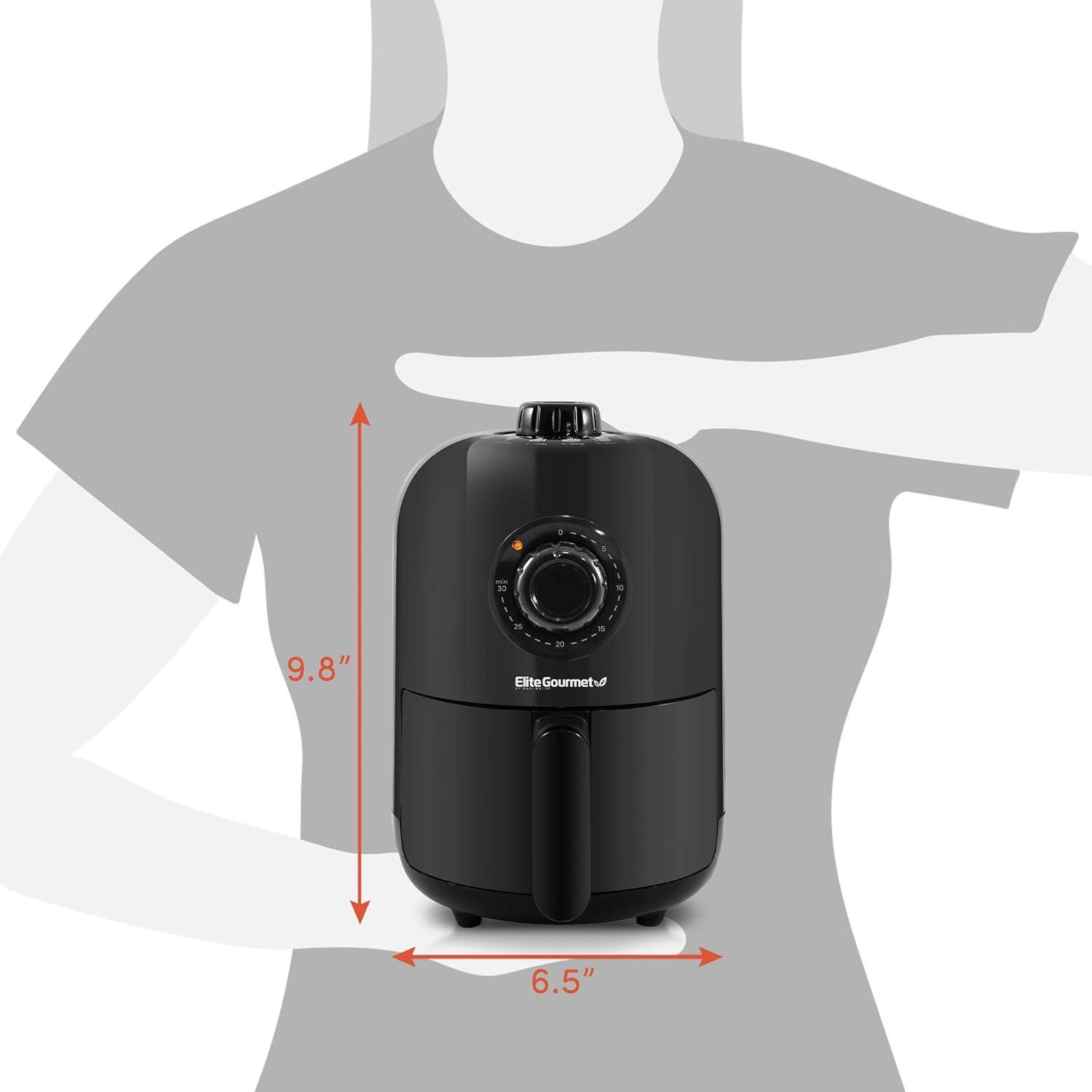 imageElite Gourmet EAF0201X Personal Compact Space Saving Electric Hot Air Fryer OilLess Healthy Cooker Timer ampamp Temperature Controls 1000W 21 Quart BlackBlack