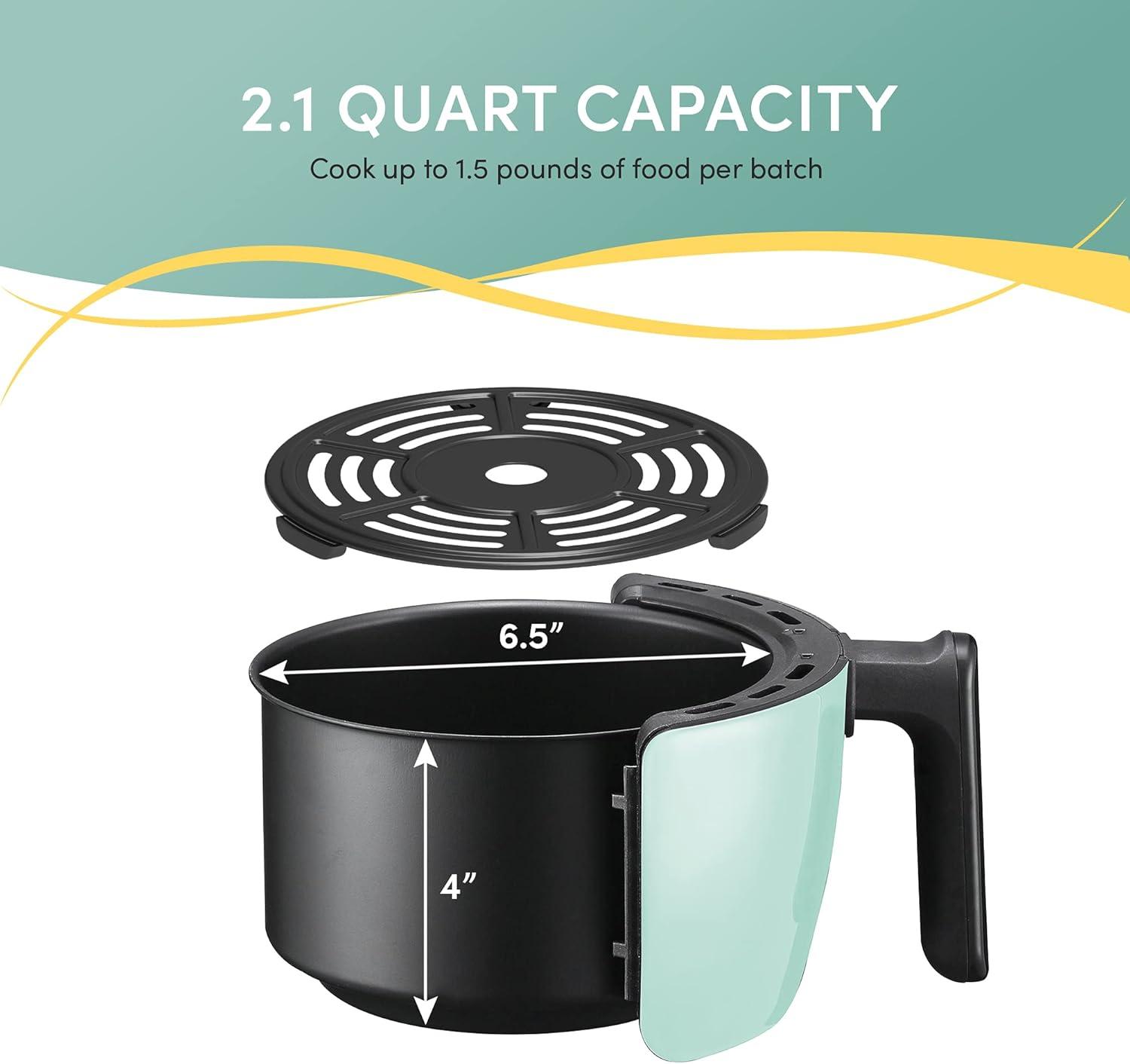 imageElite Gourmet EAF0201X Personal Compact Space Saving Electric Hot Air Fryer OilLess Healthy Cooker Timer ampamp Temperature Controls 1000W 21 Quart BlackMint